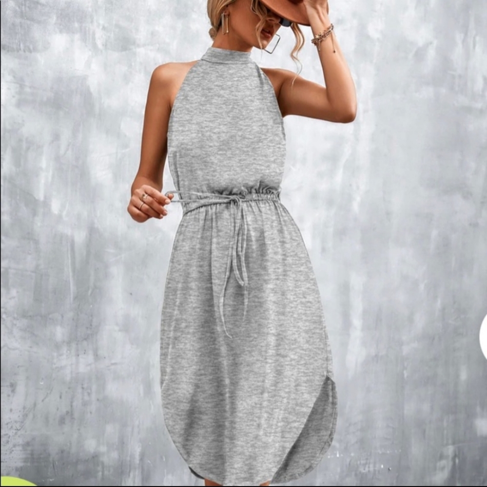 Women's Sexy Halter Dress with Partially Open Back